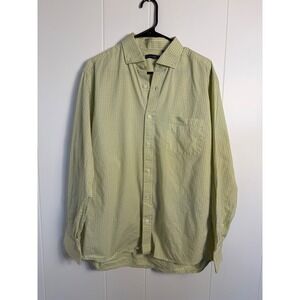 Turtleson Button Down‎ Shirt Large Yellow Gingham Cotton Long Sleeve Mens